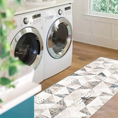 Geometric 2'X10' Runner Rug Abstract Laundry Room Stain Resistant Kitchen Mat