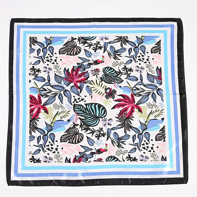 Vintage Flower Print Bandana Square Scarf Head Wrap for Women