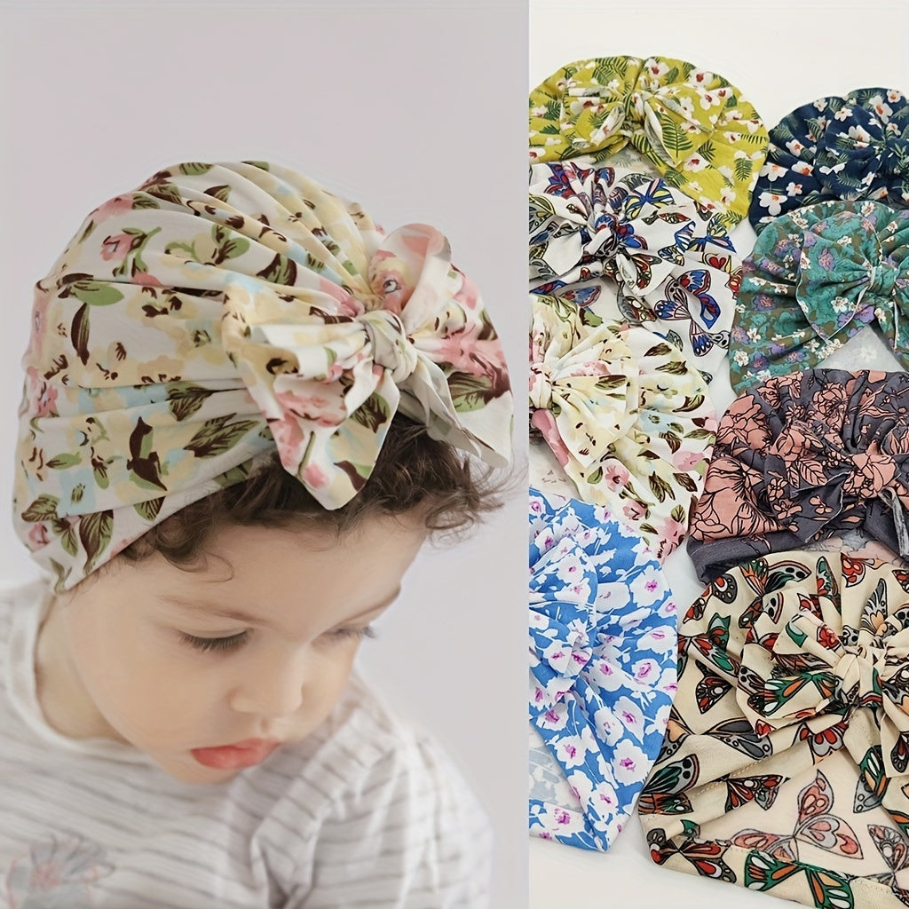 Breathable Floral Bow Tire Cap for Baby Girls and Boys