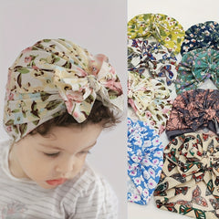 Breathable Floral Bow Tire Cap for Baby Girls and Boys