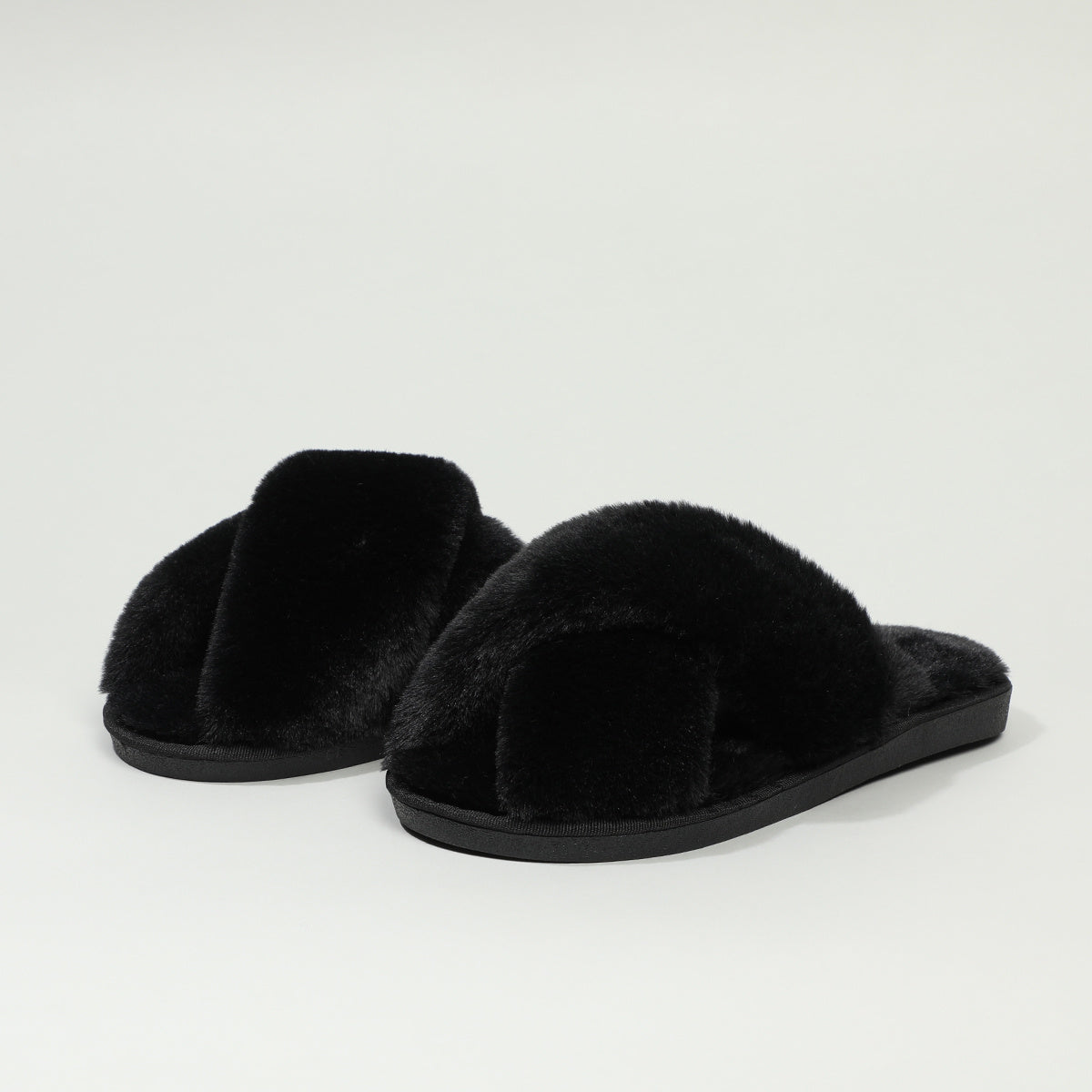 Girls' Solid Furry House Shoes, Non Slip Soft Bottom, Indoor All Seasons