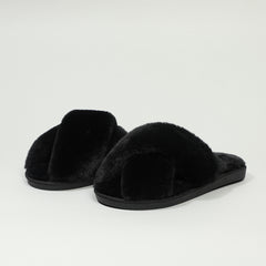 Girls' Solid Furry House Shoes, Non Slip Soft Bottom, Indoor All Seasons