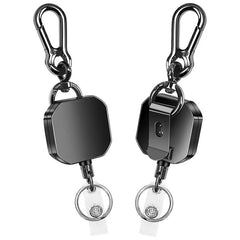 Heavy Duty Retractable Card Holder with Clip, Key Ring & Carabiner