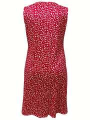 Casual Tank Dress Women's Plus Allover Print Round Neck Medium Stretch