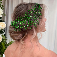 Emerald Green Bridal Headband with Rhinestones