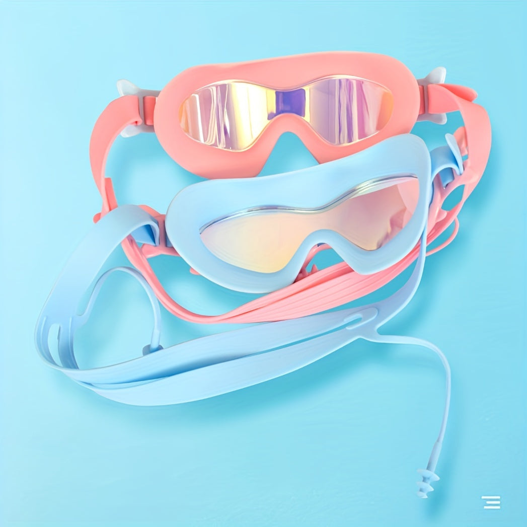 Silicone Cap Swimming Goggles PC Anti fog Wide View Glasses