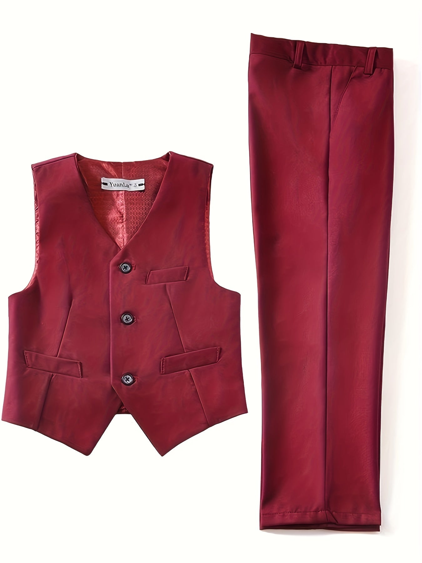 2pcs Boys Formal Outfits Pants&Vest Set For Competition Wedding Dress