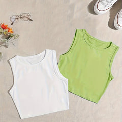 2 Pack Y2K Sleeveless Crop Tank Tops Summer Women's Clothing