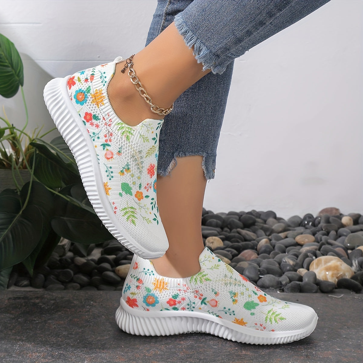 Women's Butterfly & Floral Pattern Mesh Tennis Sports Shoes Lightweight