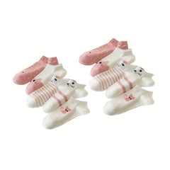 10 Pairs Stripe & Dot Print Ankle Socks Women's Stockings