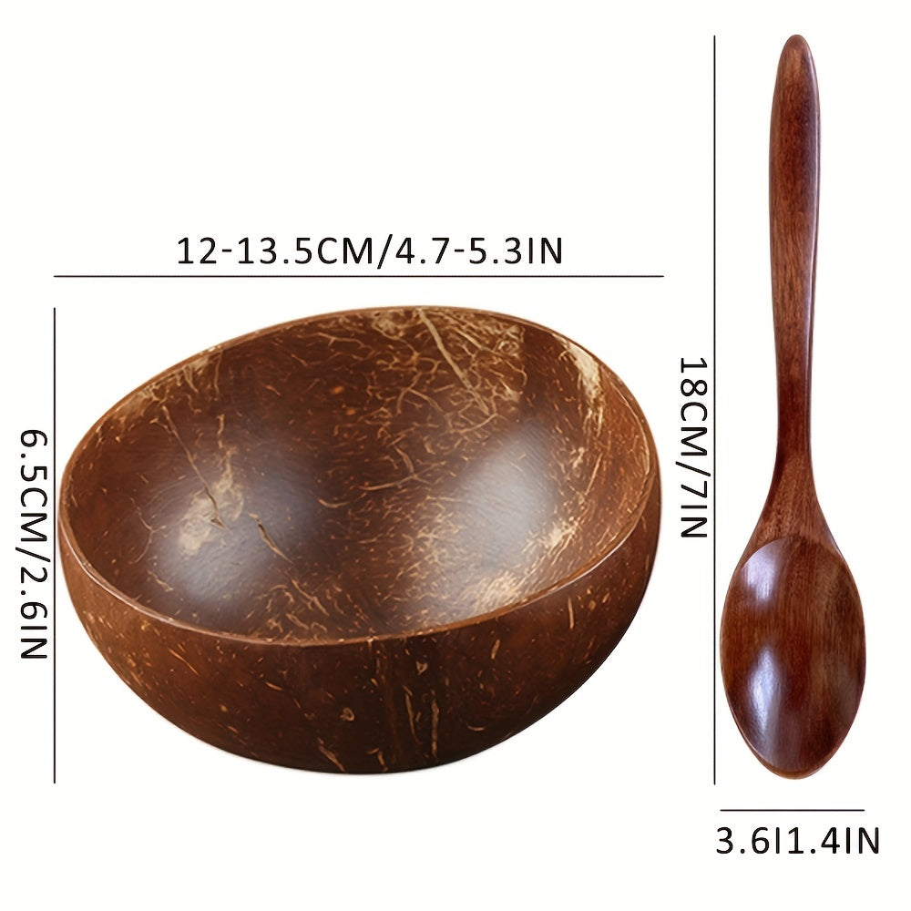 6pcs Coconut Bowl And Spoon Set - Natural Coconut Shell Bowl Food Container