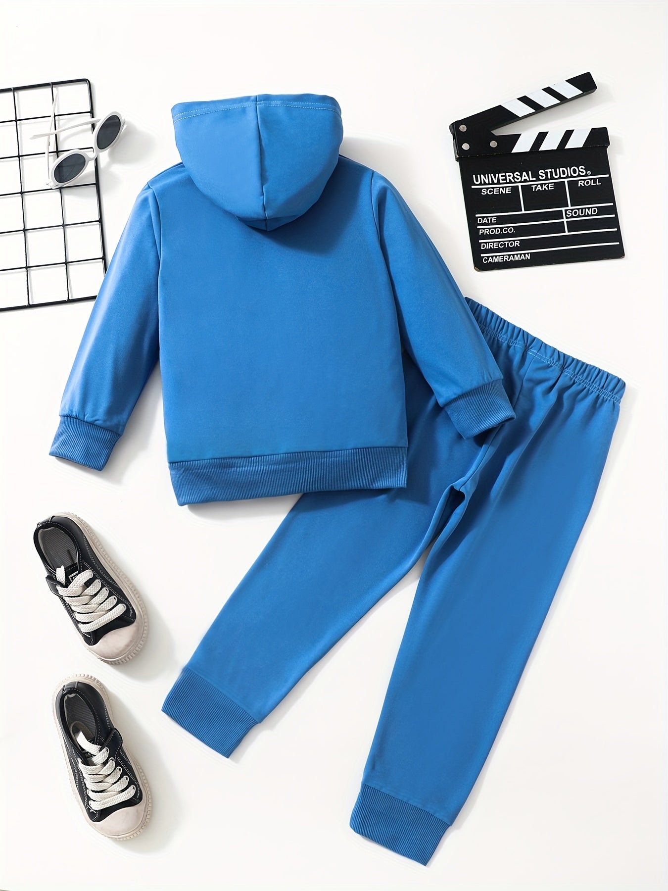2PCS BOYS GOOD MOOD Letter Graphic Print Boys Casual Long Sleeve Hooded Sweatshi