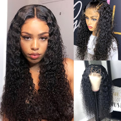 Deep Curly 13x4 Lace Front Human Hair Wig Preplucked with Baby Hair