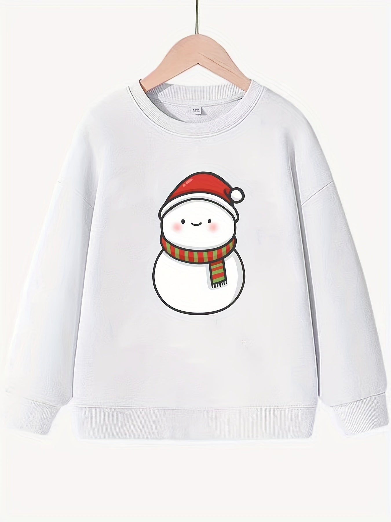 Snowman Pattern Smart Sweatshirt For Girls Party Casual Round Neck Top