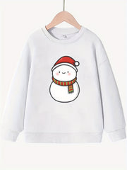 Snowman Pattern Smart Sweatshirt For Girls Party Casual Round Neck Top