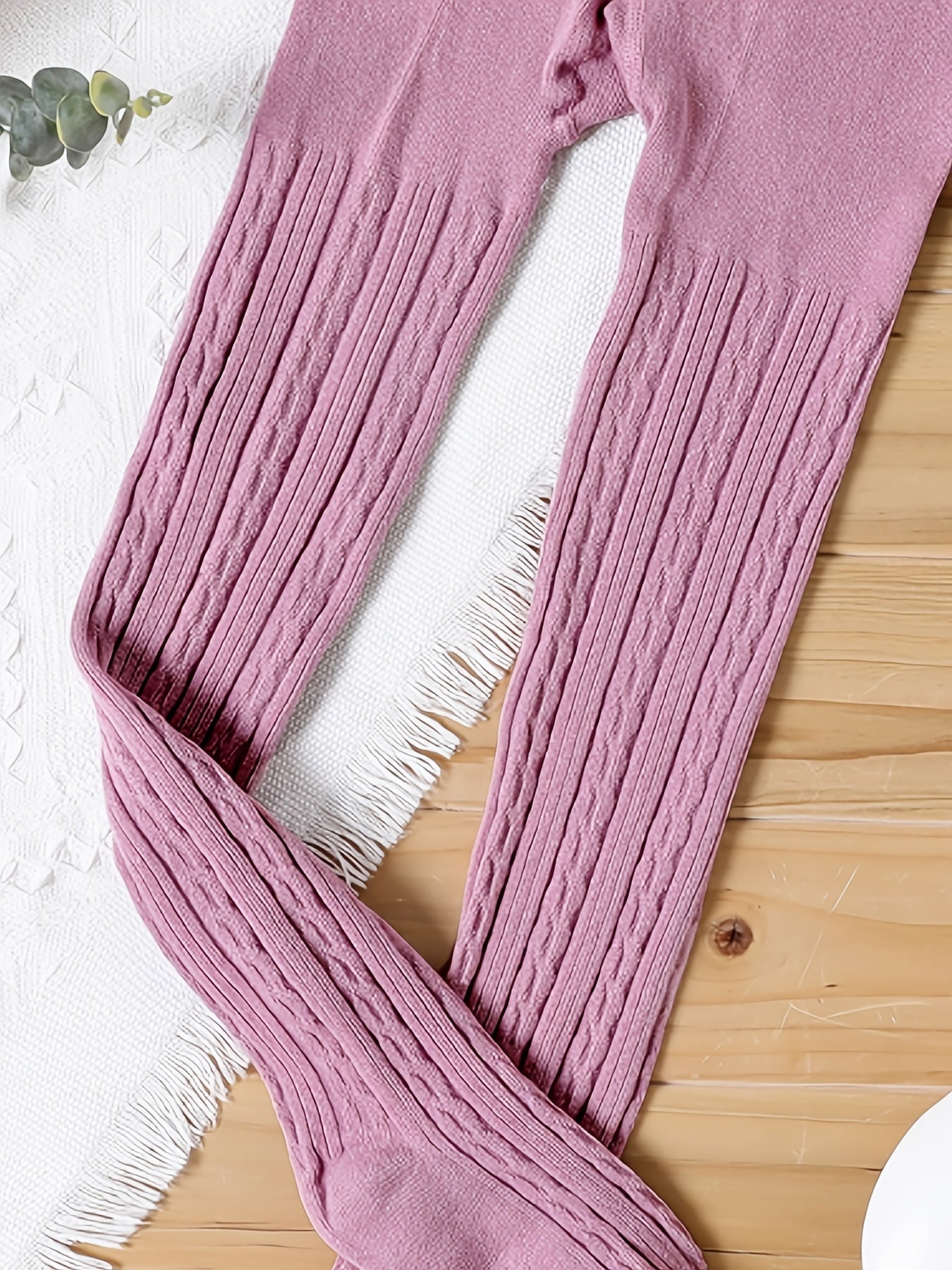Girls Cable Knit Pattern Leggings Cotton Thermal Stockings