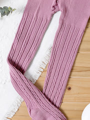 Girls Cable Knit Pattern Leggings Cotton Thermal Stockings