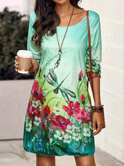 Casual Dress Women's Plus Painting Print Long Sleeve
