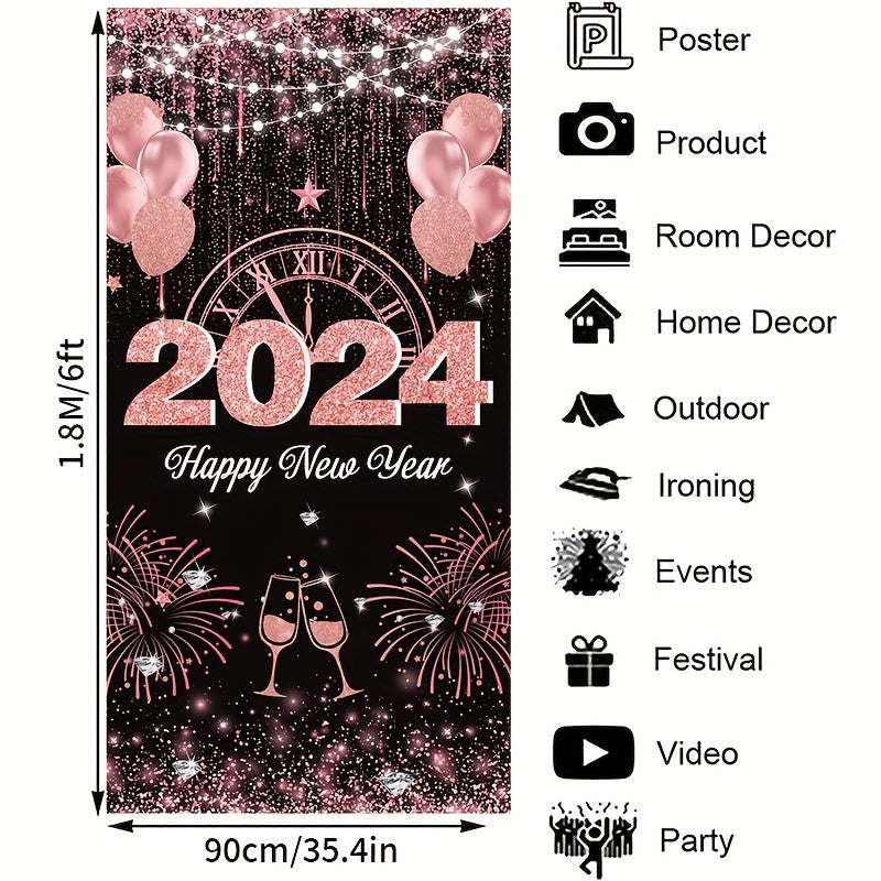1pc Year Door Banner Party Decoration Supplies Happy Year Party Background