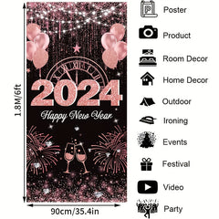 1pc Year Door Banner Party Decoration Supplies Happy Year Party Background