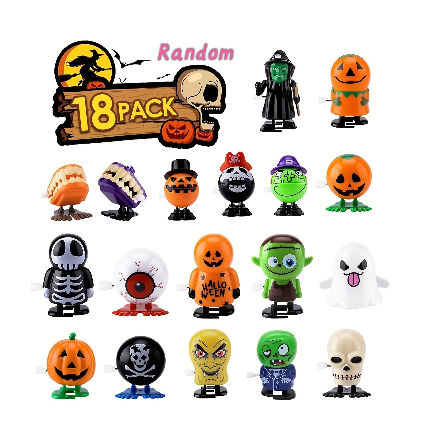 18Pcs Halloween Wind Up Toys Party Prank Assorted Toys For Kids