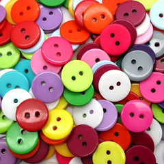 100pcs 2 Holes Round 9mm Quilted Craft Plastic Buttons Random