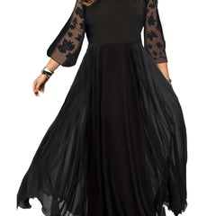 Lace Round Neck Long Sleeve Dress