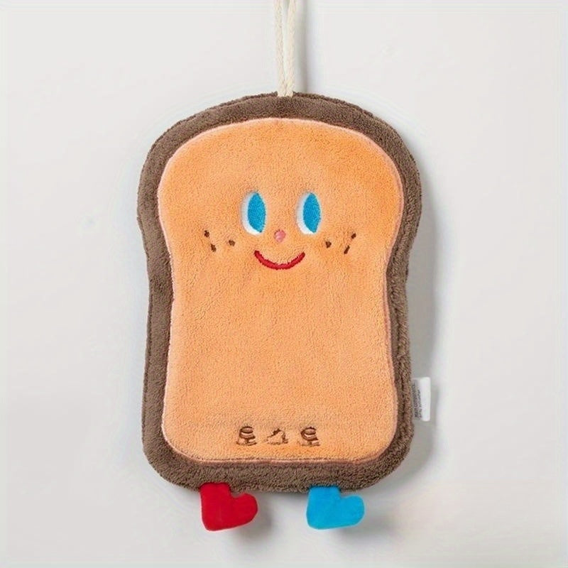Cartoon Pattern Coral Fleece Fingertip Towel with Hanging Loop