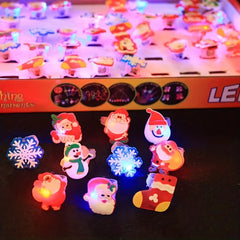 10 Pcs Christmas Glow Rings For Kids PVC Soft Rubber Ring Random Colors