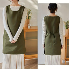 Adjustable Dress Style Apron with Pockets for Chef Gardening Cooking Baking