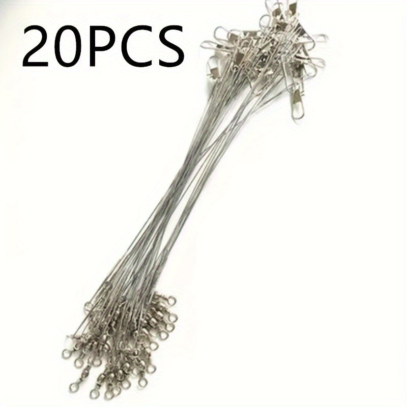 20pcs Stainless Steel Wire Fishing Guide Line With Swivel Snaps Tackle