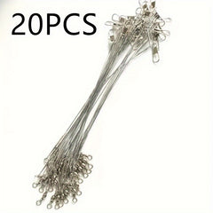 20pcs Stainless Steel Wire Fishing Guide Line With Swivel Snaps Tackle