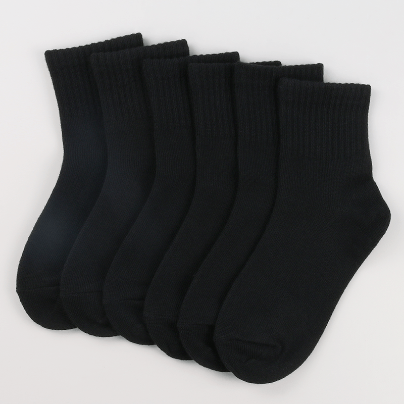 6 Pairs Boys Kids Casual Plain Socks Breathable Comfy Sports Socks
