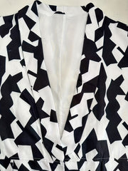 Geometric Print Lapel Collar Blazer