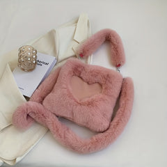 Heart Plush Crossbody Bag Fuzzy Handbag