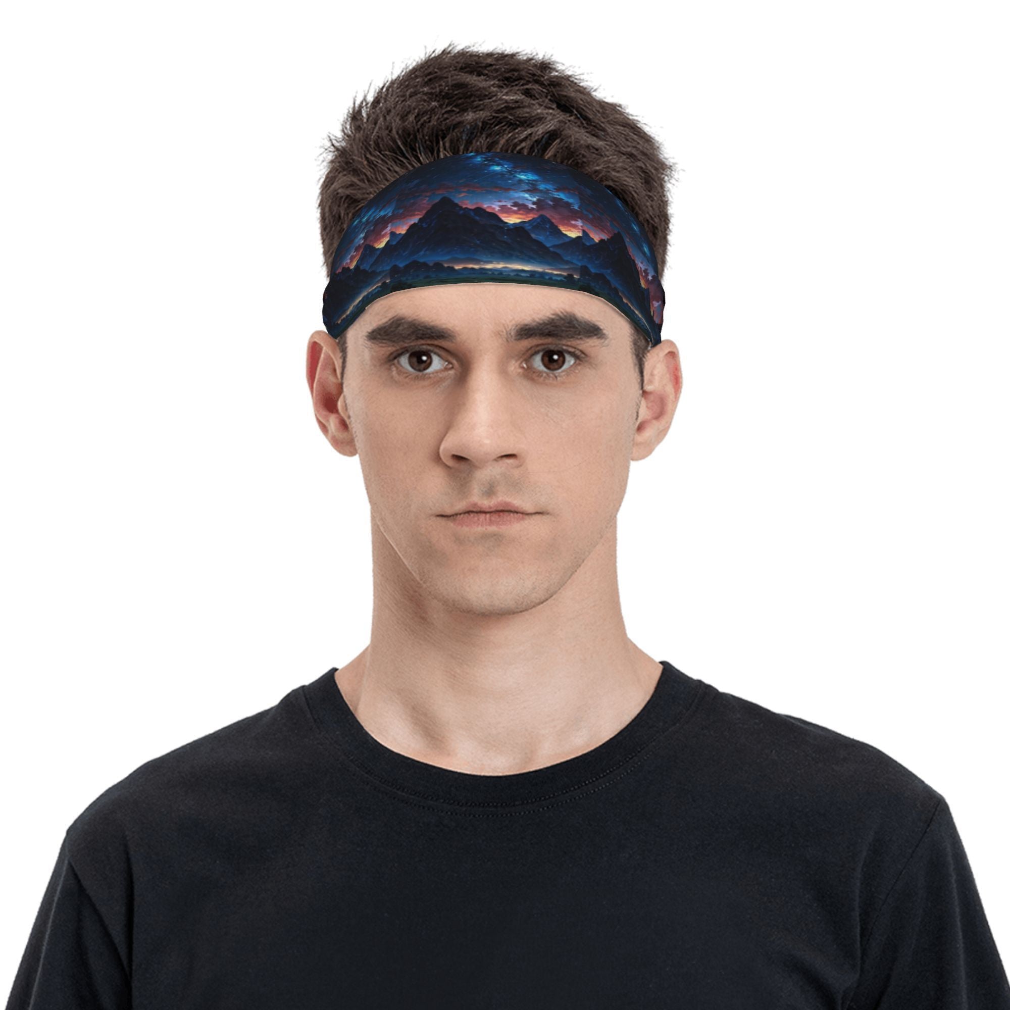 Stretchy Sweat Wicking Headband Sunset Print for Yoga Gym Running