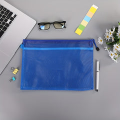 A4 PVC Matte Clip Mesh Bag Student Office Portable Storage Zipper Bag