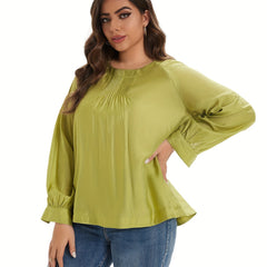 Solid Lantern Sleeve Blouse