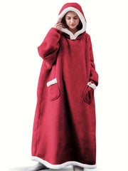 Fleece Hooded Robe with Pockets