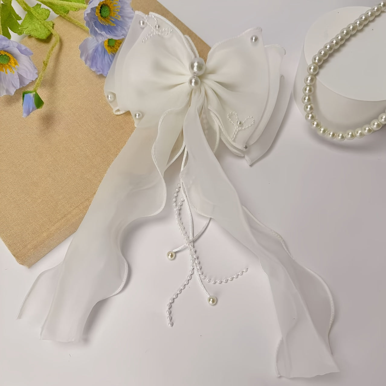 Double Layer Bow & Wedding Hair Clip for Brides - Secure Clip On