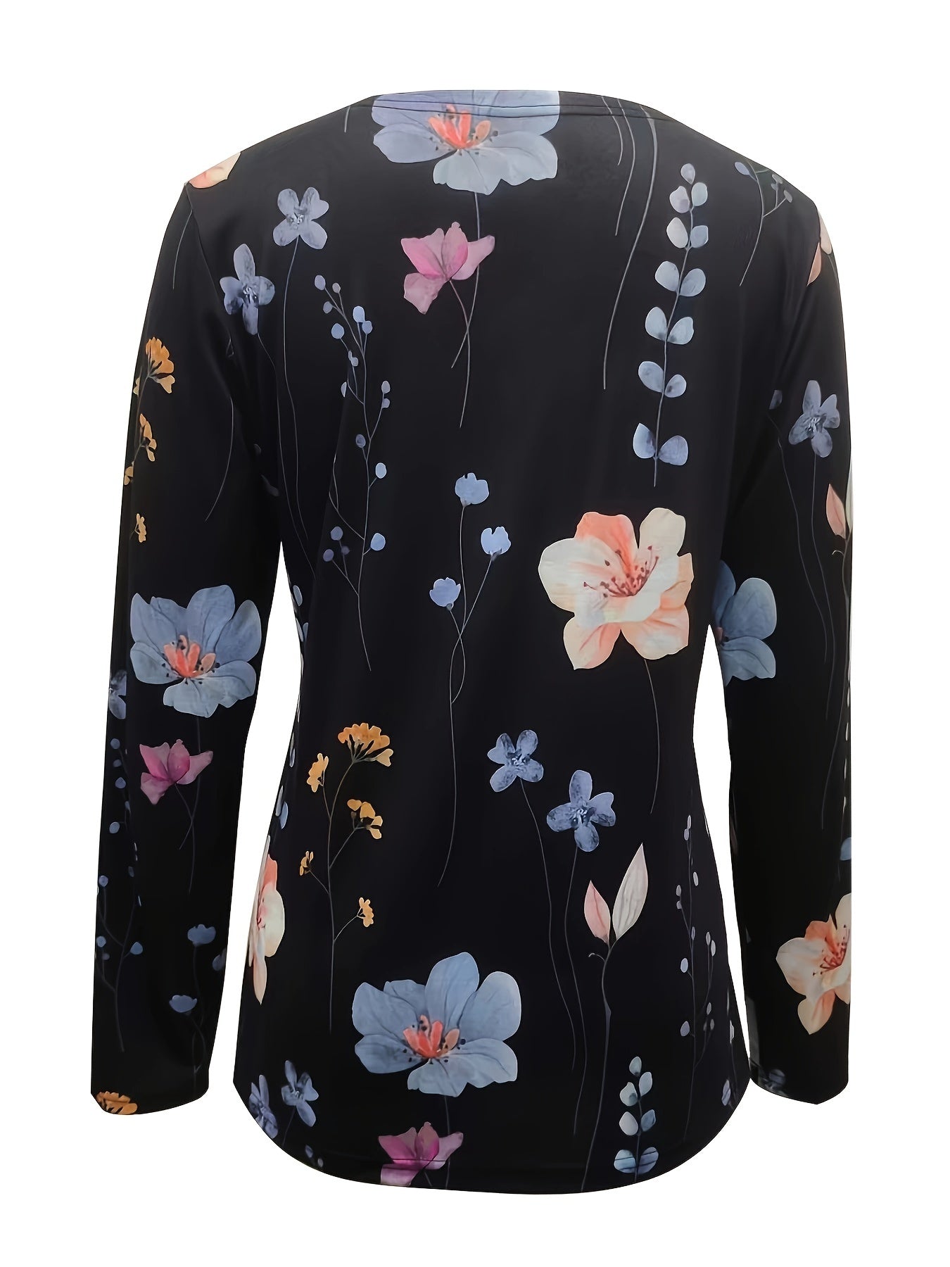 Floral Print Open Front Cardigan Long Sleeve - Women's Clothing