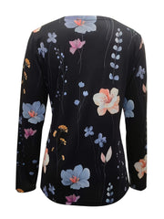 Floral Print Open Front Cardigan Long Sleeve - Women's Clothing