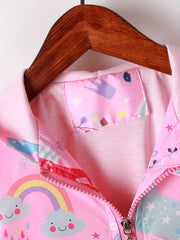 Girls' Unicorn Print Hooded Jacket