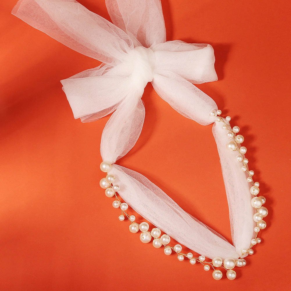 Princess Pearl Crown Faux Ivory Pearls Bridal Hair