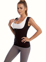 Zipper Sports Sweat Tank Top Sleeveless Fitness Activewear