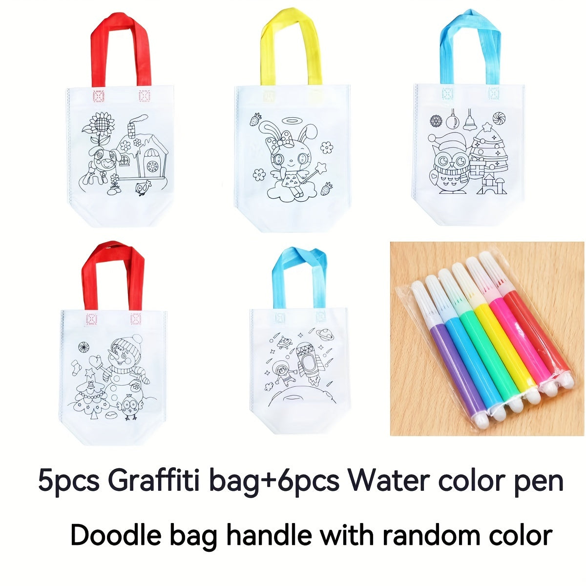Watercolor Pens DIY Graffiti Bag Set Non-woven Fabric Art Material Package