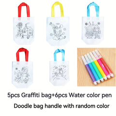Watercolor Pens DIY Graffiti Bag Set Non-woven Fabric Art Material Package