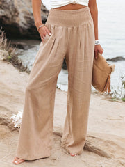 Smocked Wide Leg Pants Loose Casual Pants Spring Summer
