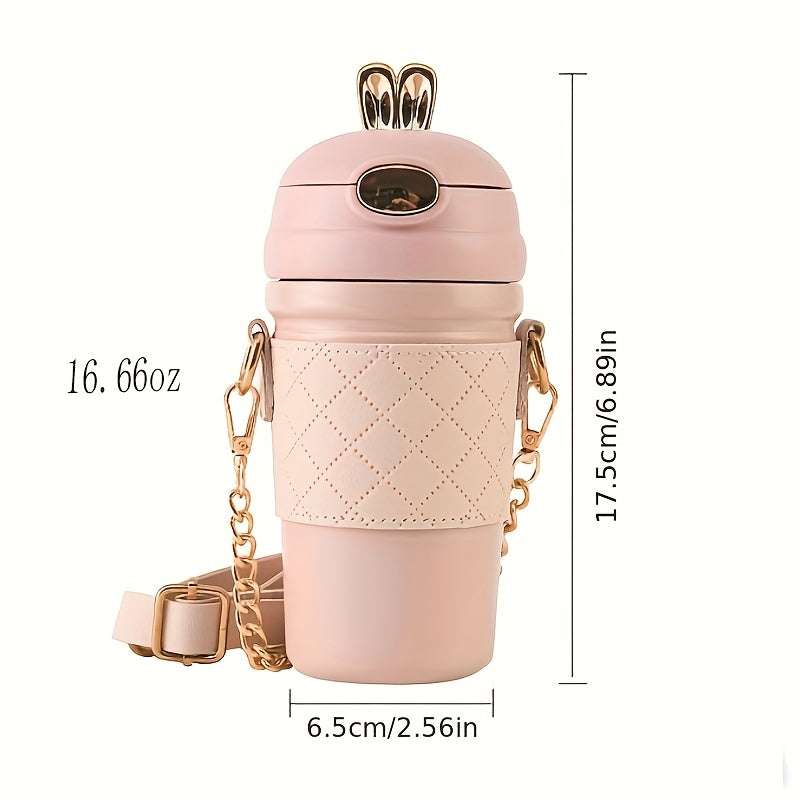 Rabbit Stainless Steel Insulation Cup with Bouncing Straw