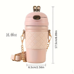 Rabbit Stainless Steel Insulation Cup with Bouncing Straw